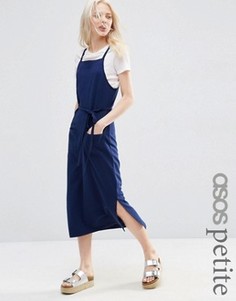 Сарафан миди цвета индиго в рубчик ASOS PETITE - Синий