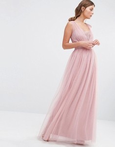 Шифоновое платье макси Little Mistress - Розовый