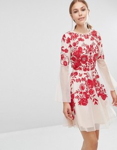 Приталенное платье с вышивкой Frock and Frill - Розовый
