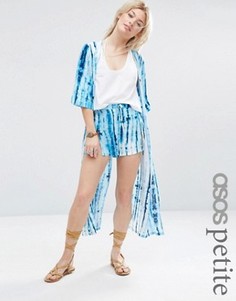 Пляжное кимоно макси с принтом тай-дай и разрезами ASOS PETITE - Мульти