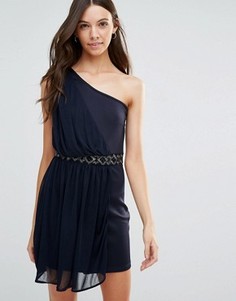 Платье на одно плечо с отделкой на талии Jasmine - Темно-синий