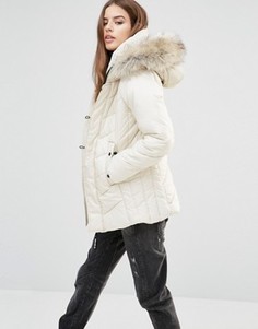 Стеганое пальто с искусственным мехом на воротнике G-Star Alaska - Белый