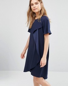 Асимметричное драпированное платье BCBGMAXAZRIA - Синий