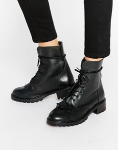 Кожаные ботинки на шнуровке Pieces Diza Kiltie - Черный
