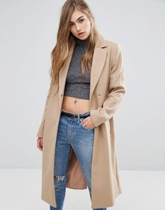 Пальто с поясом Miss Selfridge - Бежевый
