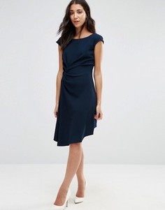 Платье с короткими рукавами и отделкой сбоку Closet - Синий