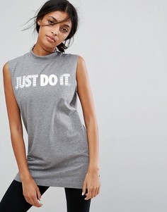 Длинная майка с голографическим логотипом Just Do It Nike - Серый