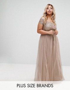 Платье макси с пайетками и юбкой из тюля Lovedrobe Luxe - Серый