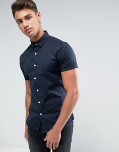 Темно-синяя зауженная рубашка ASOS - Темно-синий