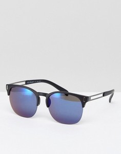 Солнцезащитные очки в стиле ретро с синими стеклами AJ Morgan - Черный