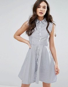 Короткое приталенное платье-рубашка QED London - Белый