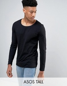 Черный лонгслив с глубоким вырезом ASOS TALL - Черный