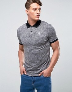 Серая меланжевая футболка-поло с контрастным воротником Hollister - Серый