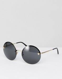 Большие круглые солнцезащитные очки Versace - Черный