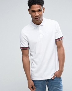 Белое поло из пике с выжженным узором и отделкой на манжетах Abercrombie & Fitch - Белый