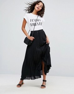 Юбка макси с плиссировкой и пуговицами ASOS - Черный