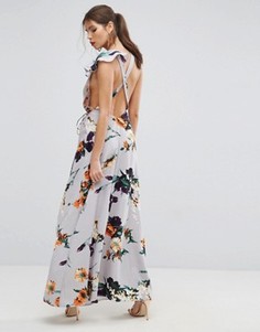 Платье макси с цветочным принтом и оборкой ASOS - Мульти
