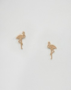Серьги-гвоздики в виде фламинго ASOS - Золотой