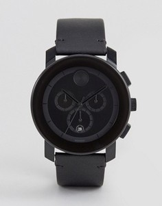 Черные часы с кожаным ремешком и хронографом Movado Bold 3600337 - Черный