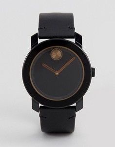 Черные часы с кожаным ремешком Movado Bold 3600297 - Черный