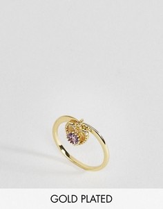 Кольцо с полудрагоценным камнем аметистом для родившихся в феврале Rock N Rose - Золотой