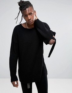 Фактурный джемпер с декоративными ремешками ASOS - Черный