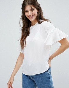 Футболка с оборками на рукавах ASOS - Белый