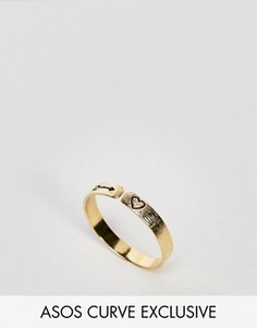 Кольцо из позолоченного серебра с гравировкой эксклюзивно для ASOS CURVE - Золотой