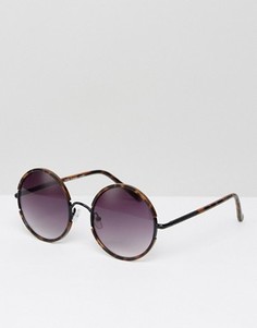 Круглые солнцезащитные очки с затемненными линзами 7X - Коричневый