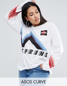 Лонгслив с принтом ASOS CURVE - Белый