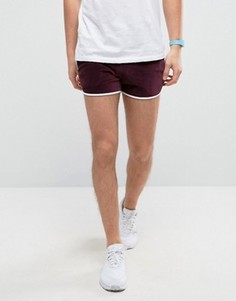 Бордовые велюровые шорты для бега ASOS - Красный