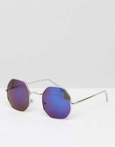 Круглые солнцезащитные очки в серебристой оправе AJ Morgan - Серебряный