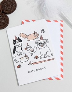 Открытка на день рождения с надписью Party Animals Ohh Deer - Мульти