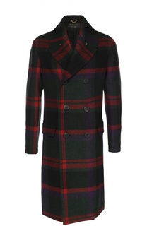 Шерстяное двубортное пальто в клетку Burberry