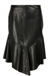 Кожаная юбка-миди асимметричного кроя Givenchy