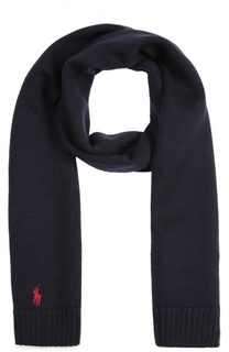 Вязаный шарф из шерсти с вышивкой Polo Ralph Lauren