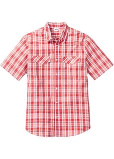 Рубашка Regular Fit с коротким рукавом (светло-красный в клетку) Bonprix