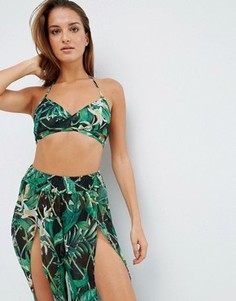 Яркий пляжный кроп-топ с принтом ASOS - Мульти