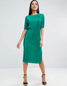 Плиссированное платье-футболка ASOS - Зеленый