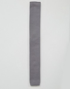 Серый вязаный галстук 7X - Черный