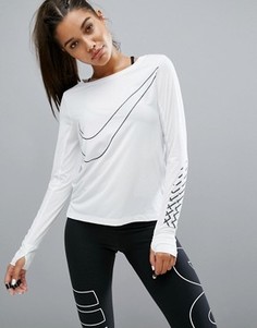 Дышащий топ с логотипом-галочкой Nike Running - Белый