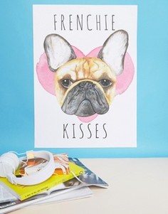 Постер размером 29,5 см x 41,5 см с принтом Frenchie Kisses Jolly Awesome - Мульти