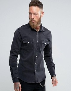 Черная джинсовая рубашка стандартного кроя ASOS - Черный
