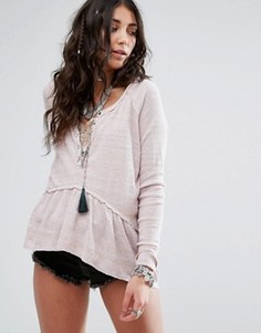 Лонгслив с баской Free People Coastline - Фиолетовый