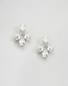 Серьги с кристаллами Swarovski в форме листьев Krystal London - Серебряный