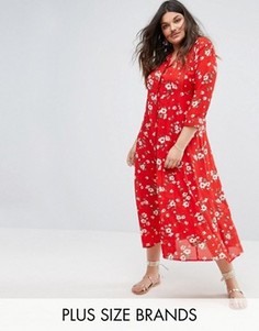 Чайное платье макси с цветочным принтом Alice & You - Красный