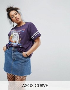 Выбеленная футболка с принтом ASOS CURVE - Мульти