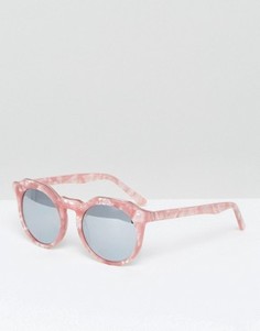 Круглые солнцезащитные очки в розовой черепаховой оправе Pala - Розовый