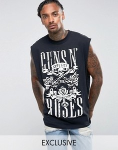 Черная oversize-футболка без рукавов с принтом Guns N Roses Reclaimed Vintage Inspired - Черный