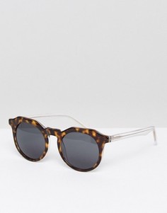 Круглые солнцезащитные очки в коричневой черепаховой оправе Pala - Коричневый